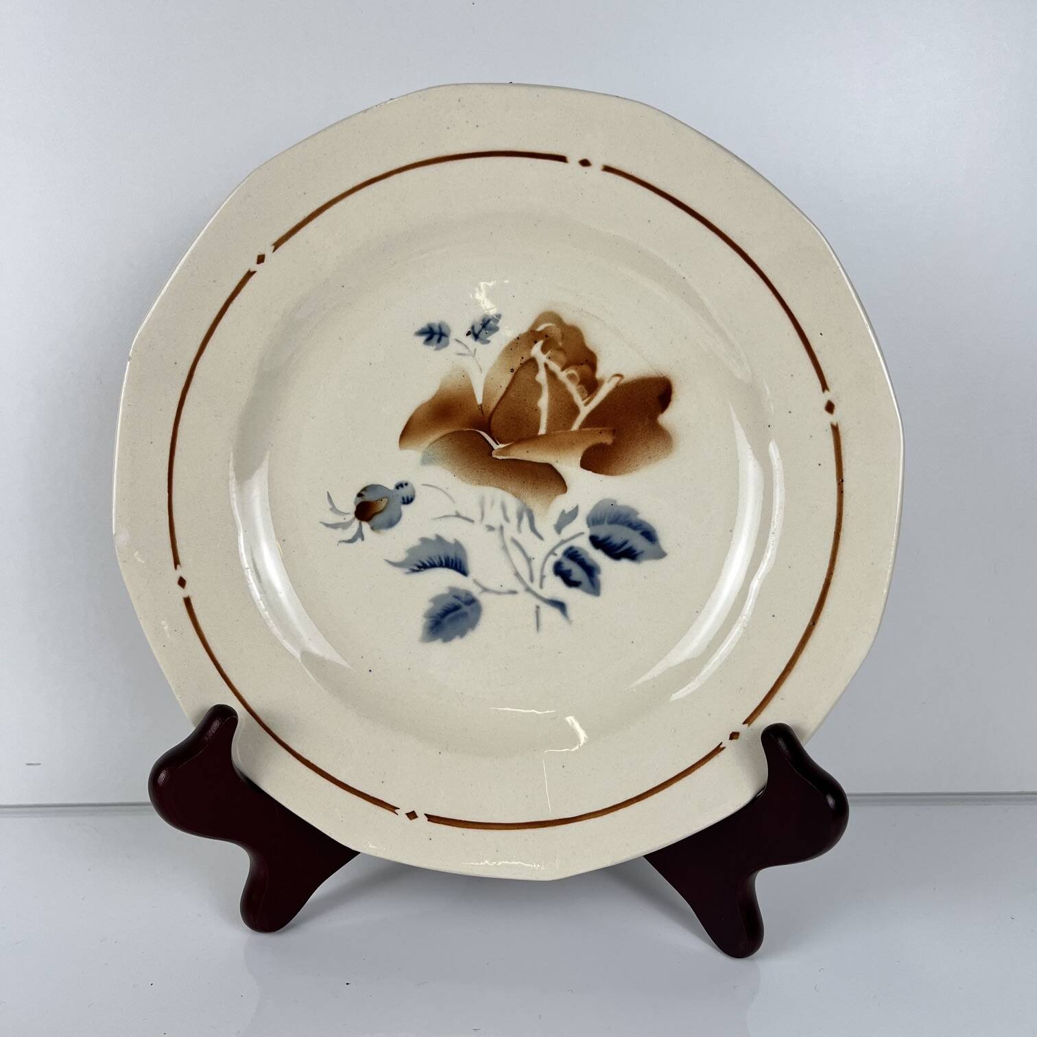 Set de 6 Assiettes à dessert Sarreguemines motif fleur , première moitié du