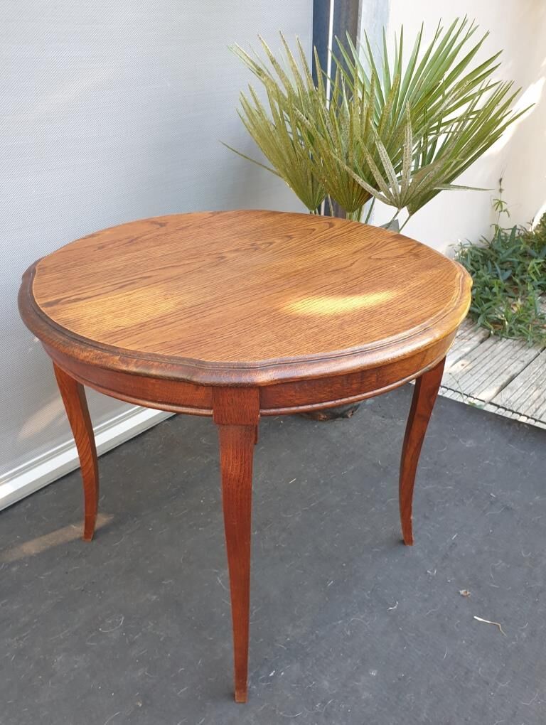 Vintage coffee table style Louis XV Oak h52