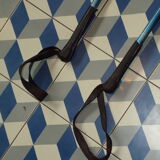 Vintage metal and leather ski poles