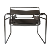 Fauteuil métal et cuir gris wassily par Marcel Breuer