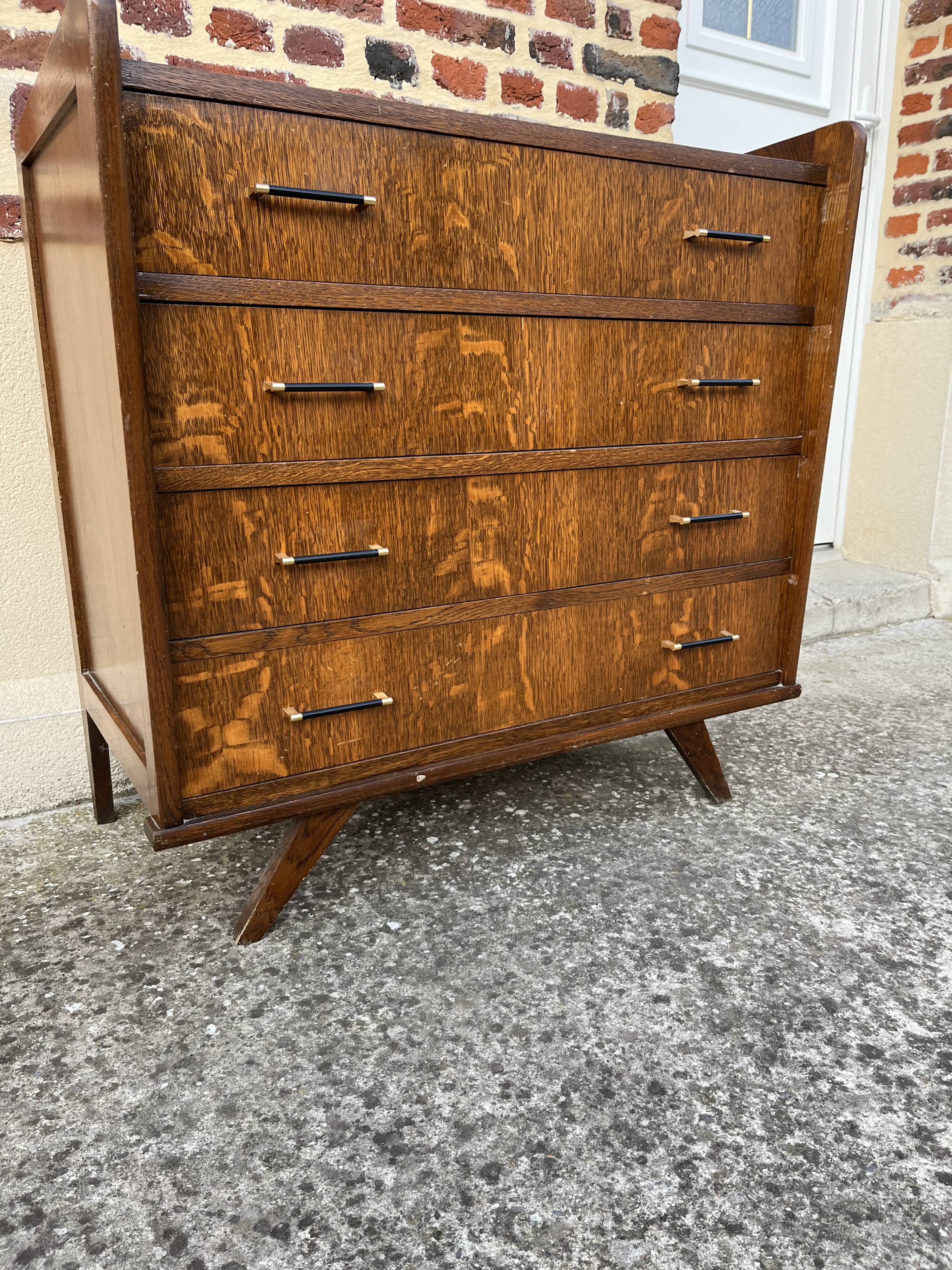 Vintage chest of drawers compass feet