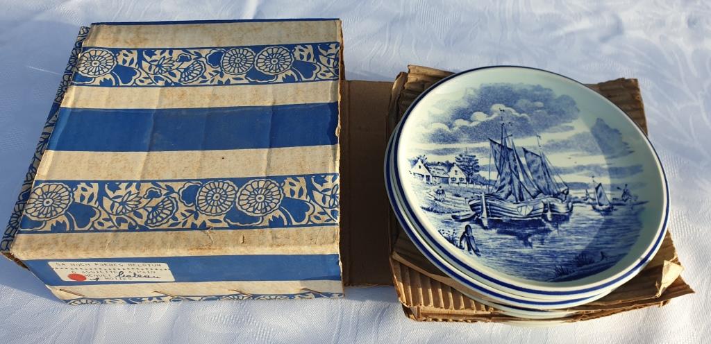 Set 6 plates Delfts for Royal Sphinx Holland by Boch Belgium