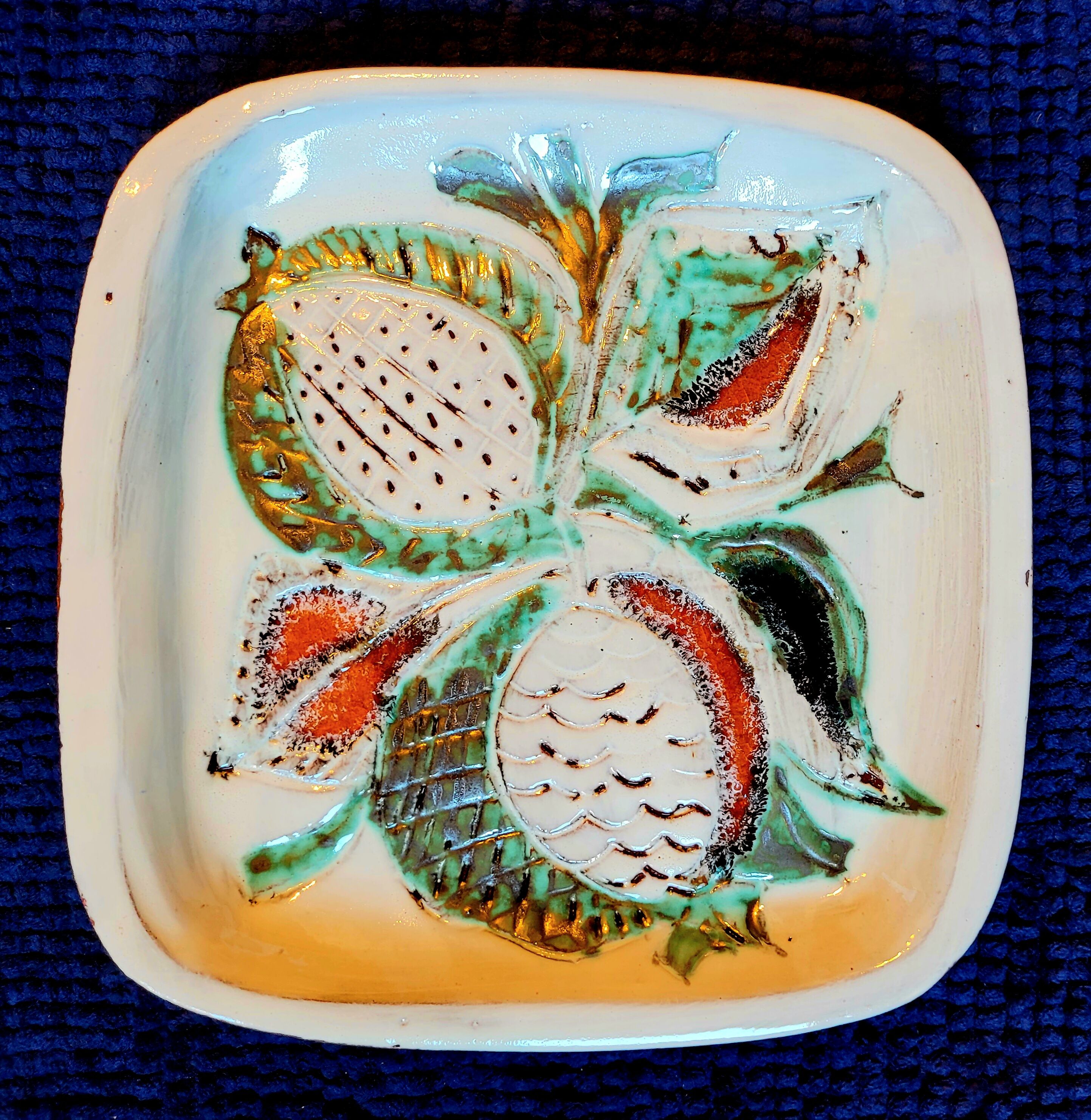 Old vintage ceramic dish Vallauris 50s 60s