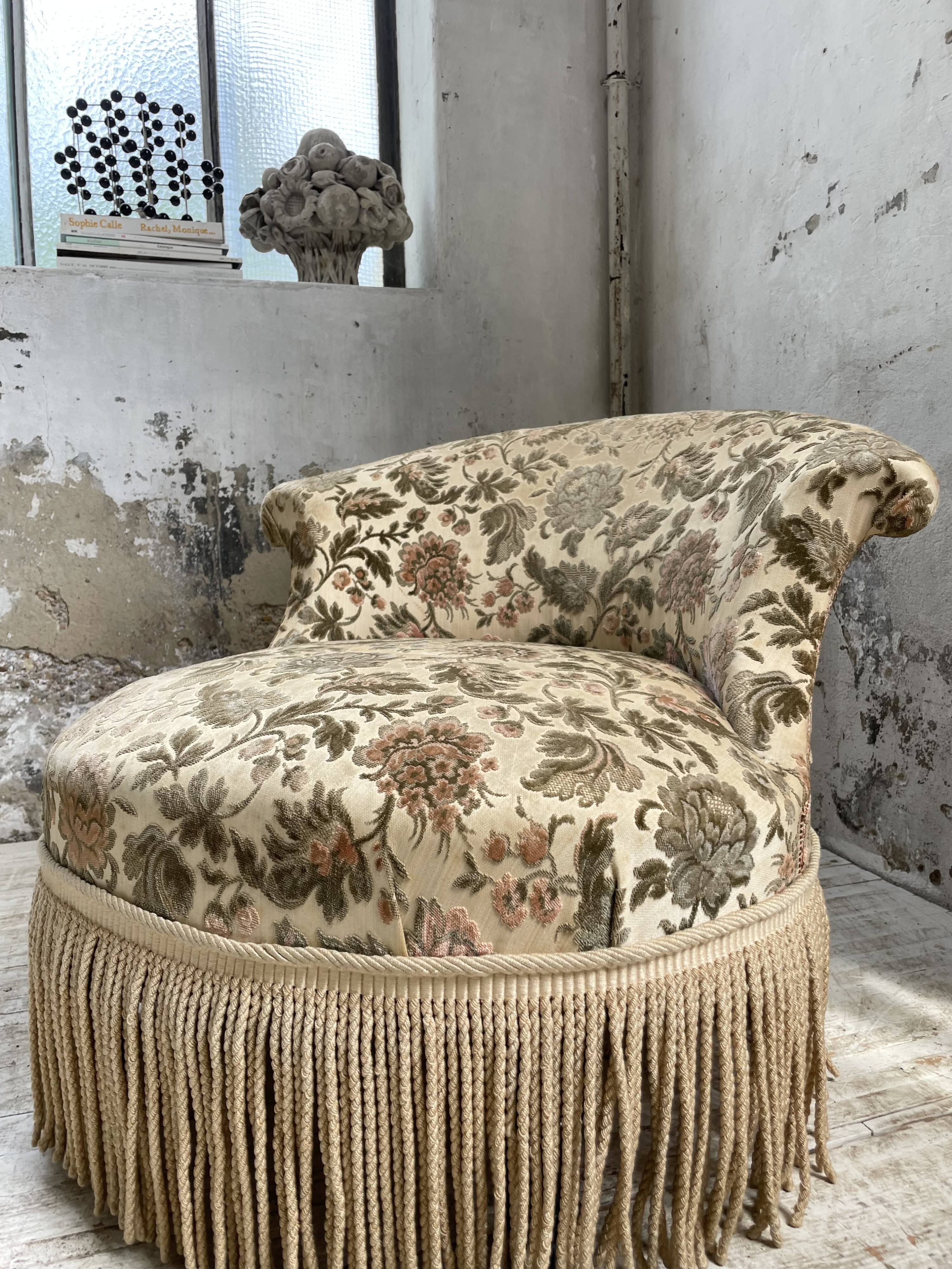 Fauteuil napoléon fleuri XIXème