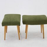 1960s Pair of Beech Stools in Boucle , Czechoslovakia