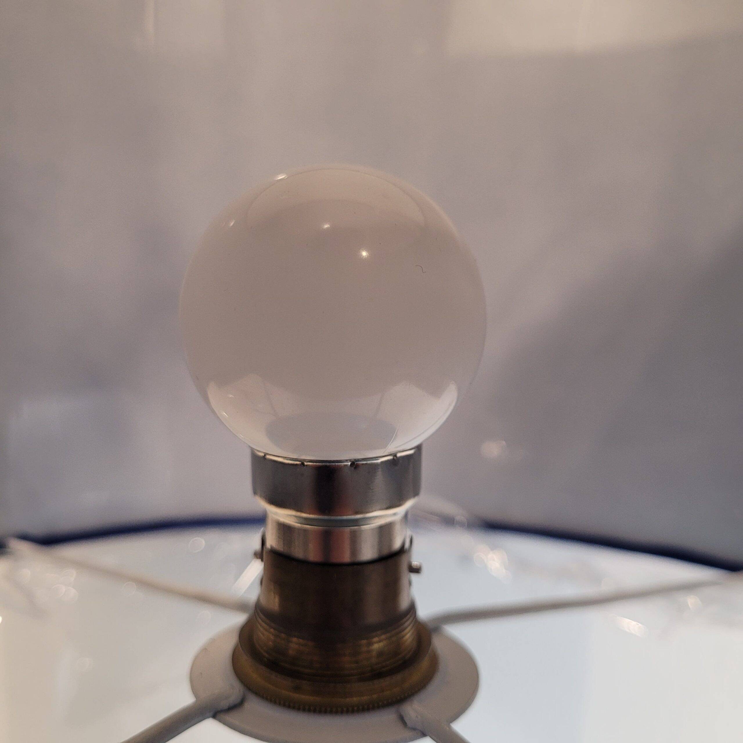 Art Deco table lamp, blue glass sphere, Charles Schneider workshop, 1940s – France