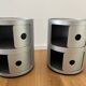 2 Kartell Componibili storage units in matt silver