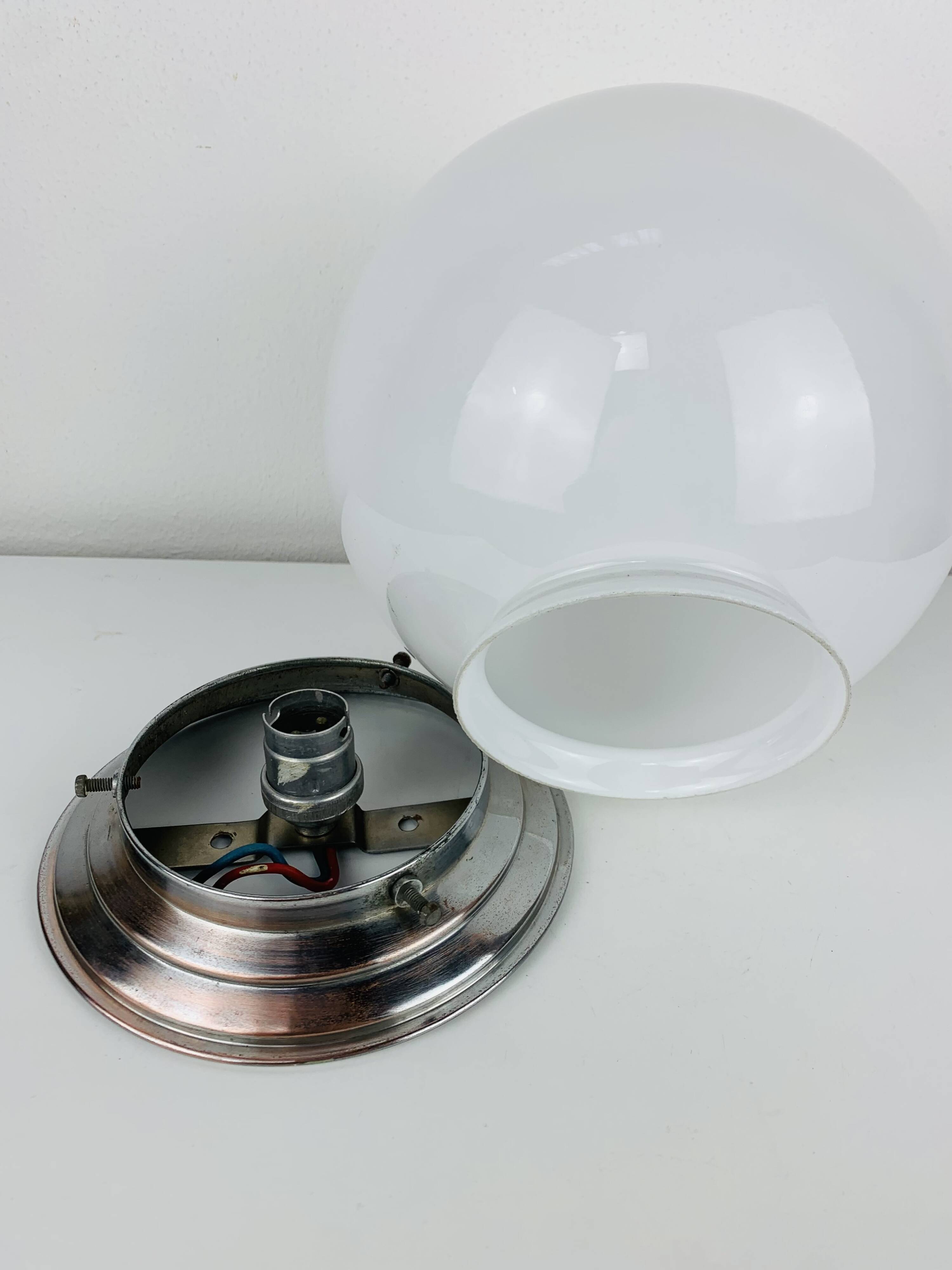 Art Deco opaline glass globe wall light, ceiling light