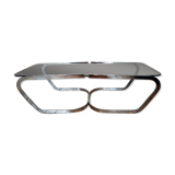 Table basse inox et verre fumé 1973