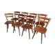 Set of 8 vintage beech chairs compass feet 1960's