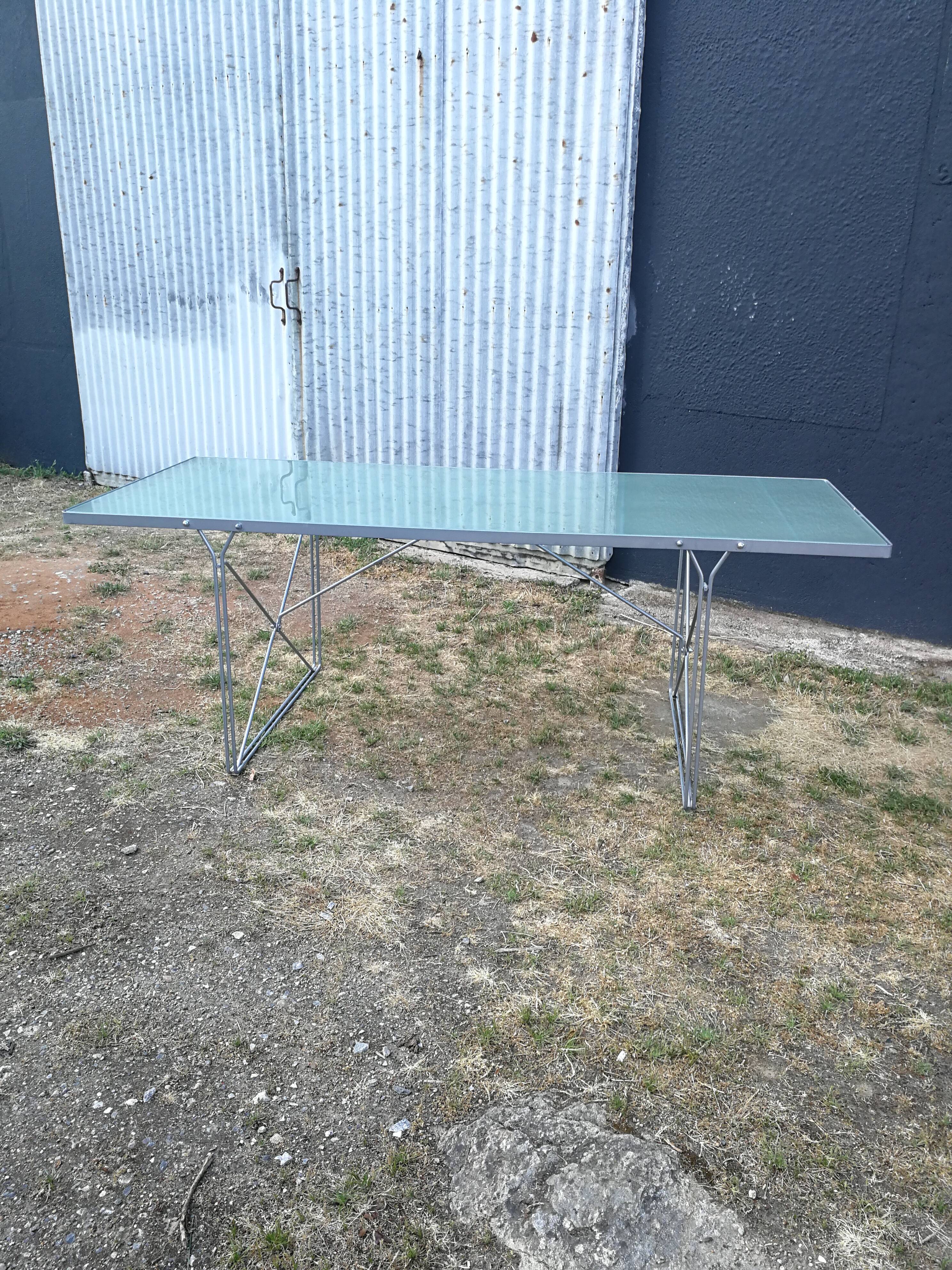 Moment glass and metal table by Niels Gammelgaard for Ikea