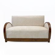 Art Deco Bouclè and Walnut Loveseat, Italy, 1930s