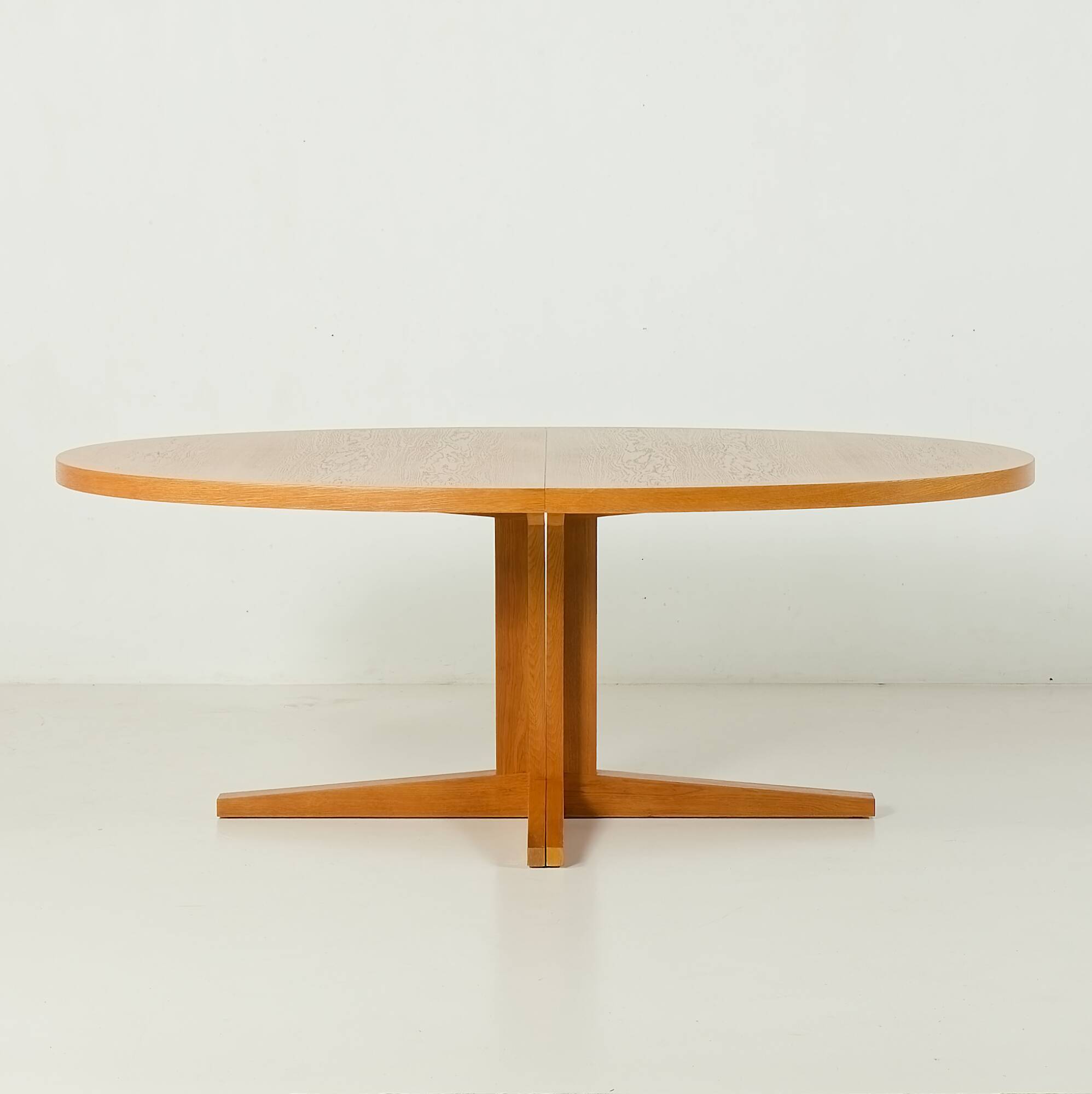 Danish extra large oak extension oval table attributed to Skovby, 1970s