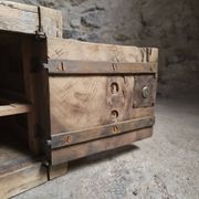 French antique oak safe, lockable rustic chest, circa 1750–1850.