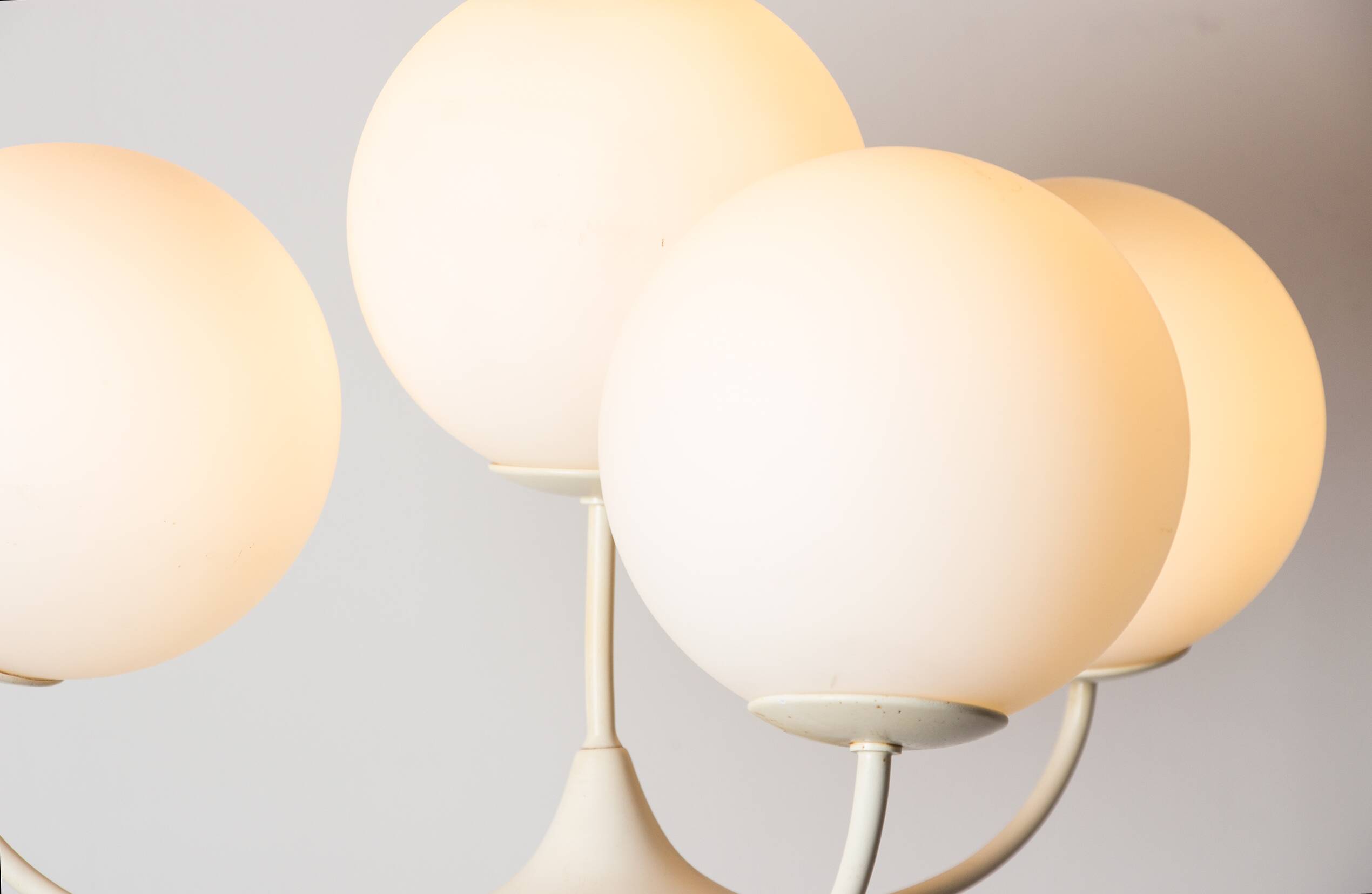 Large floor lamp, 4 branches finished with opalines, by Eva Renée Nele for Temde Leuchten 1960