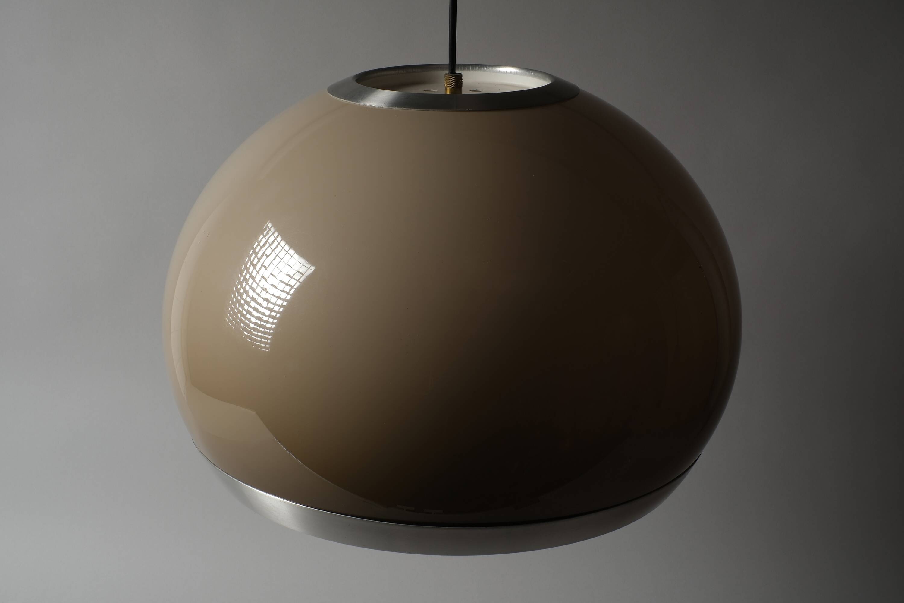 Dijkstra Lampen Mocha-Brown Acrylic Dome Pendant Lamp, 1970s Space Age.