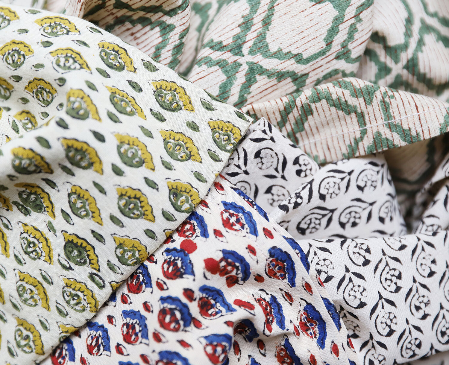 Tablecloth and linen towels upcycled mismatched patterns