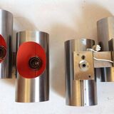 Pair of orange double wall lights Oxar Space Age 1970s