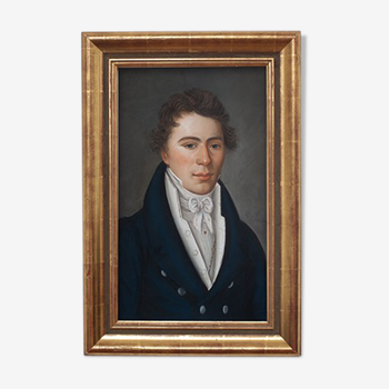 Portrait man pastel 1818 in gold frame