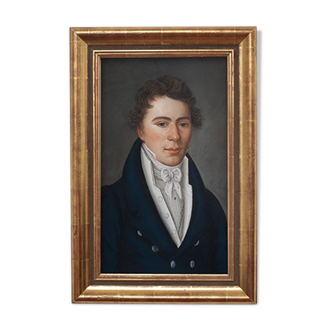 Portrait man pastel 1818 in gold frame