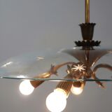 Lustre en laiton et verre du milieu du siècle Pietro Chiesa, années 1940