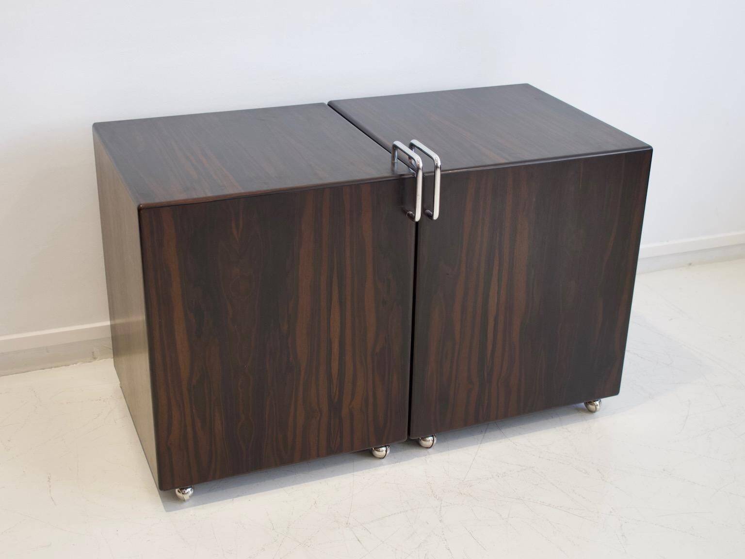 Commode en bois et acier, Fabio Lenci pour Bernini