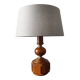Vintage 70s salon lamp made of turned and sculpted oak wood.