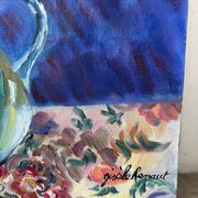 Anemones and marigolds, oil on canvas signed Gisèle Renaut.