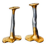 Pair of Brutalist candlesticks by David Marshall, Spain, 1970