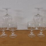 Set of 6 glasses aperitif / digestive on feet grape decoration and vine shoot Luminarc