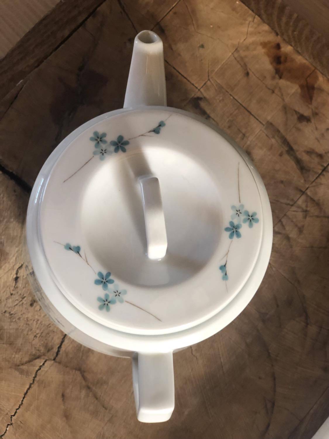 Vintage teapot pattern forget-me-not blue flowers LEC Limoges