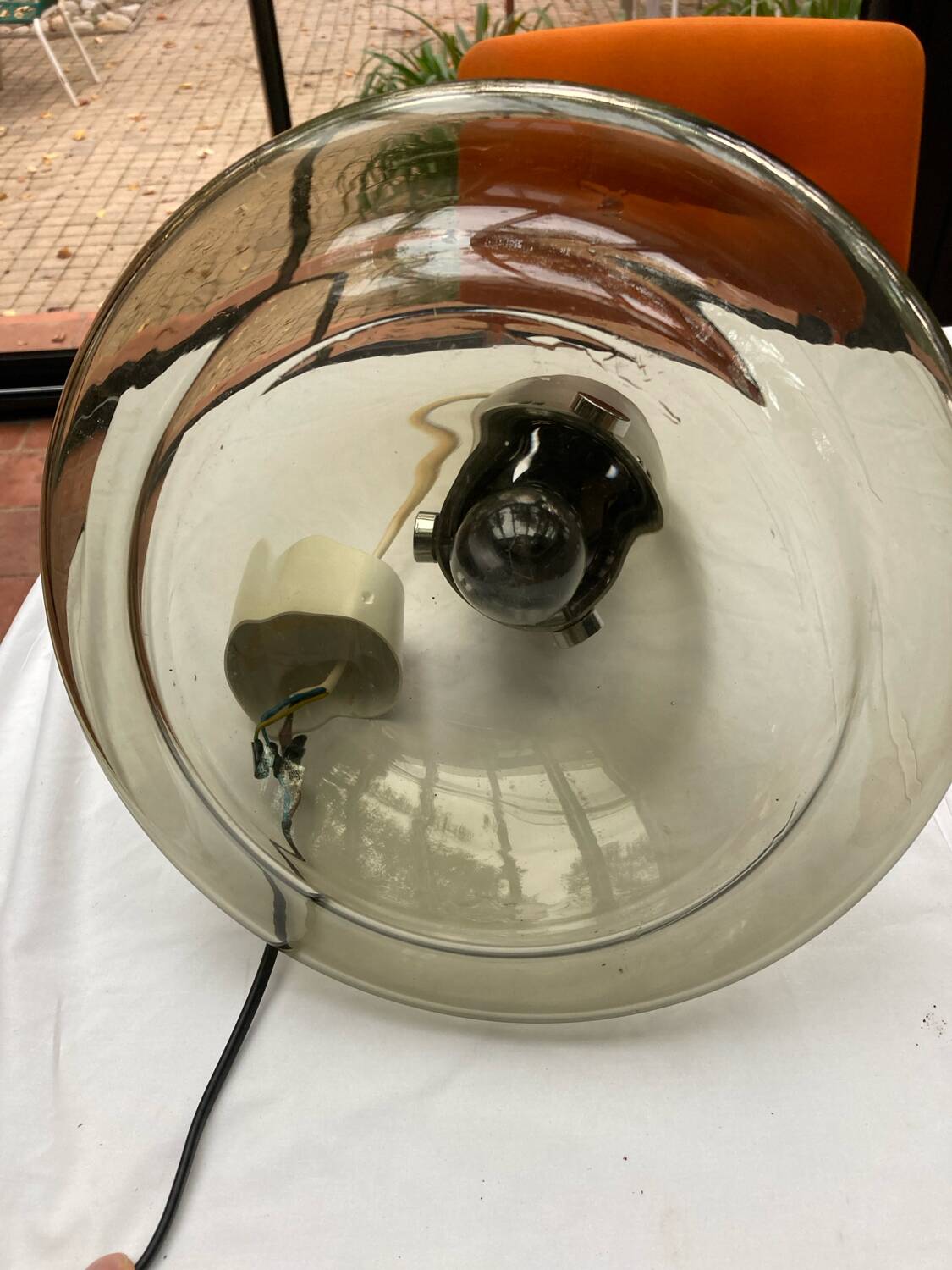 Vintage smoked glass pendant light, Italian work