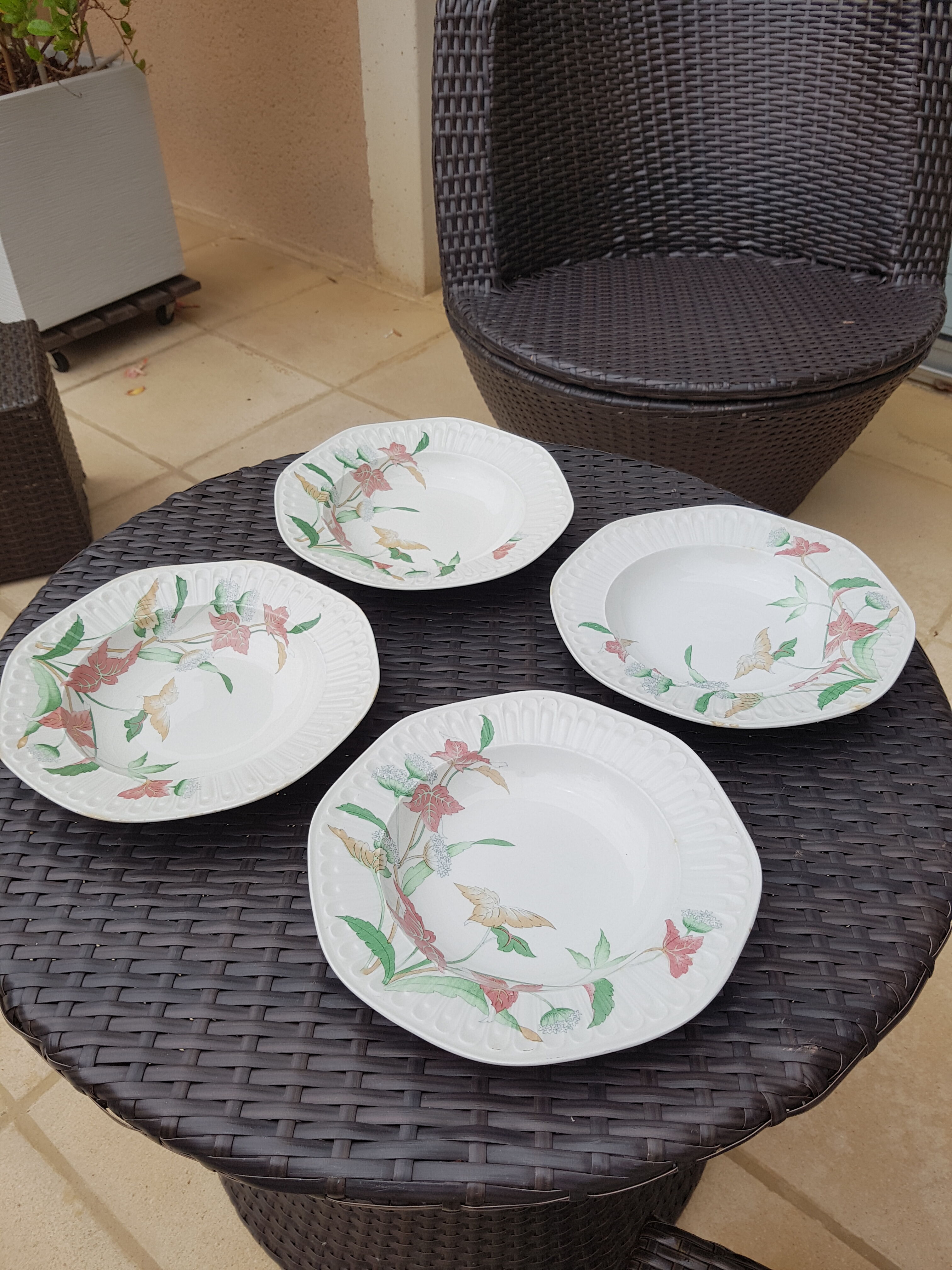 Set of 4 porcelain soup plates from Pontesa 70s