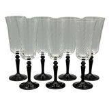 7 vintage black foot flutes onyx model from luminarc france