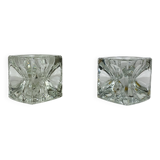 Pair of solid glass ice cube candlesticks by Rudolf Jurnikl, 1970s