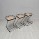 1970s set of 3 vintage Italian wicker & chrome barstools