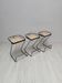 1970s set of 3 vintage Italian wicker & chrome barstools