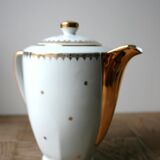 White and gold Limoges porcelain teapot