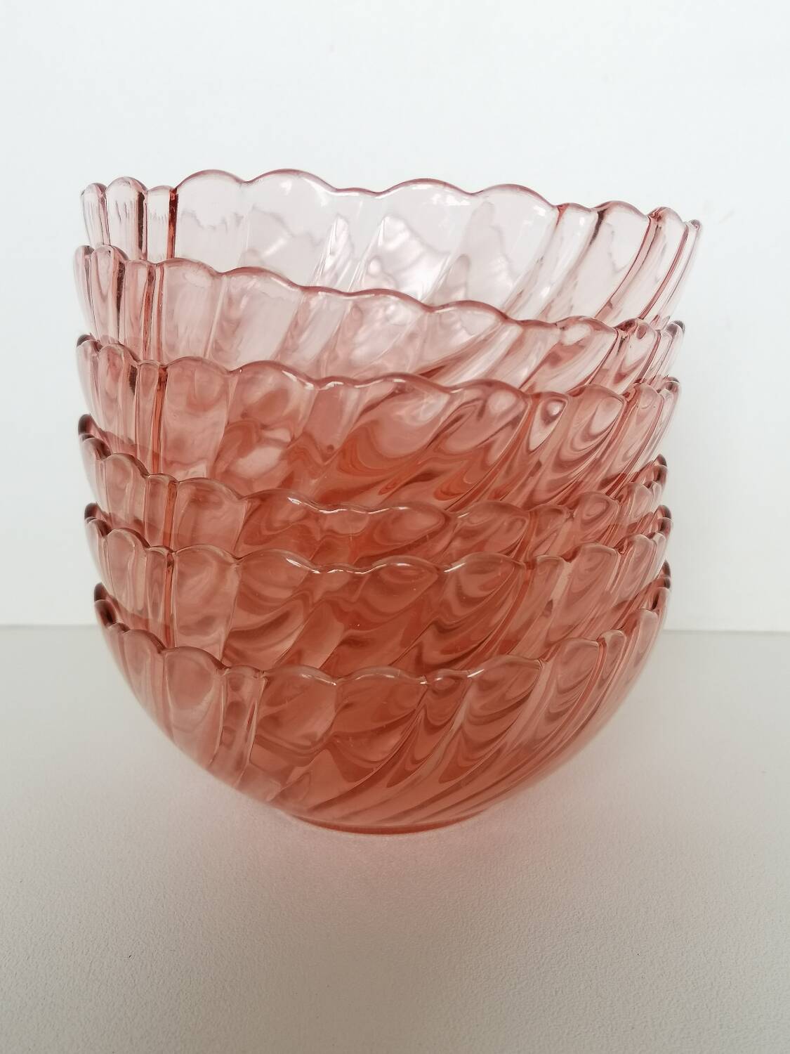 6 pink glass bowls rosaline collection