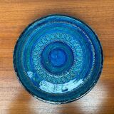 Large blue pottery bowl Rimini by Aldo Londi for Bitossi, Italy, 1960s.