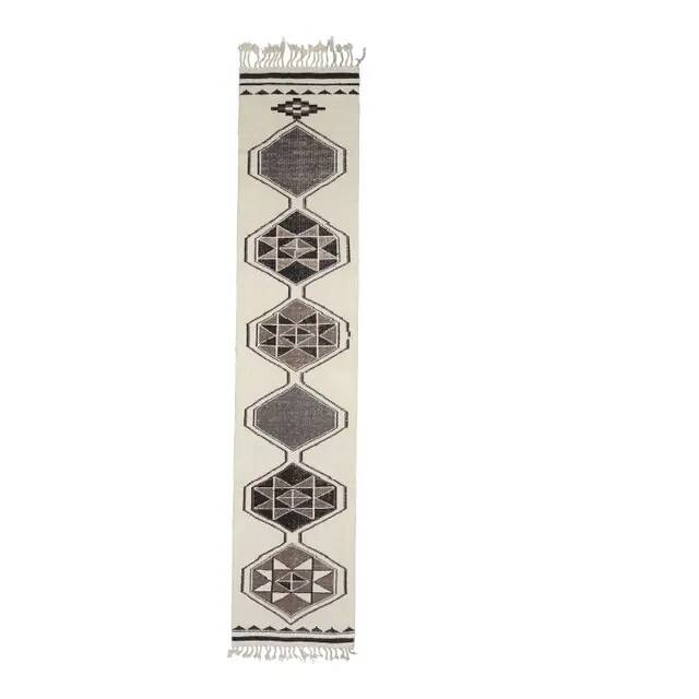 1970s Vintage Turkish Hand-Knotted Wool Cotton Beige Runner Rug 81x388