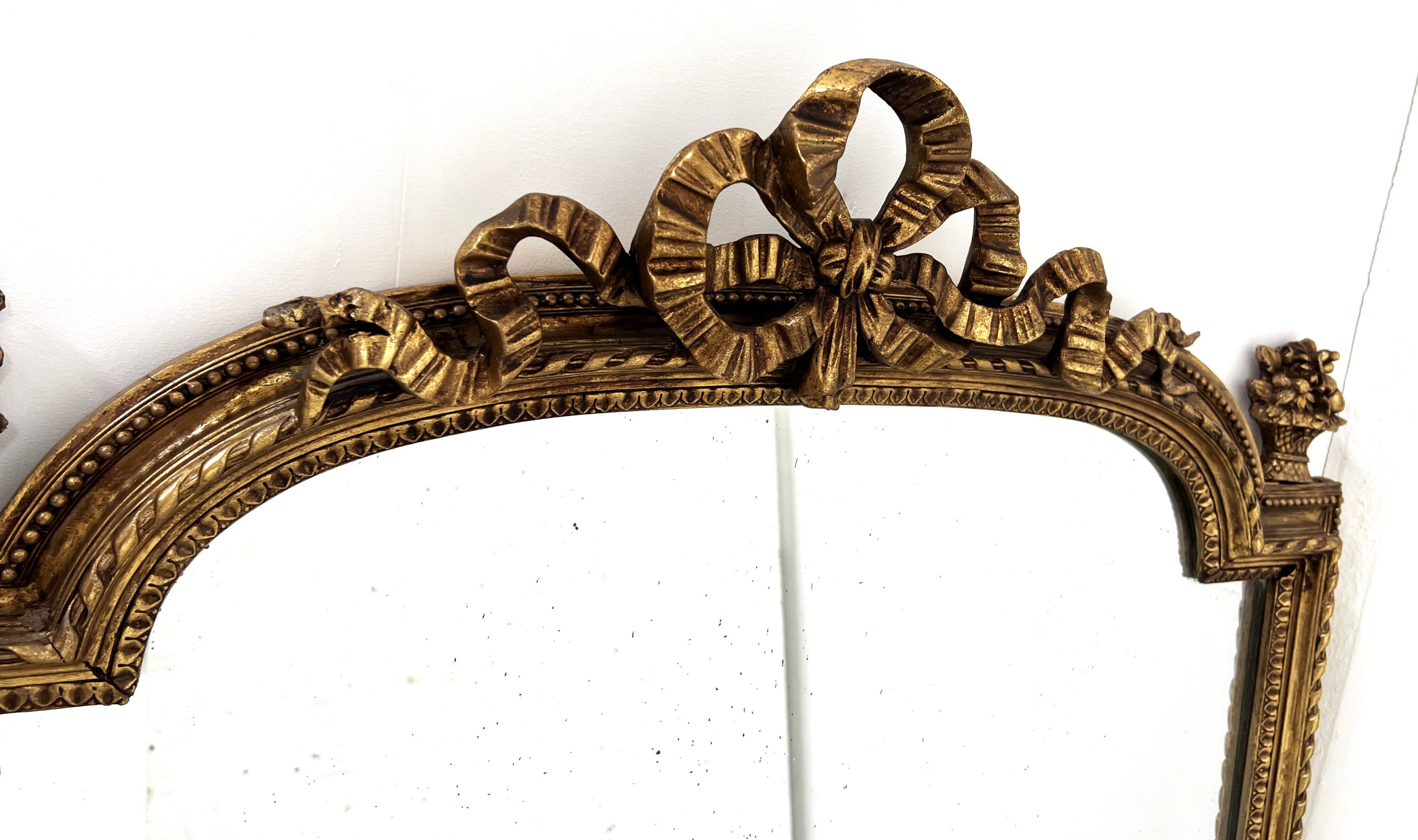 Louis XVI style mirror in wood and gilded stucco, 19th century