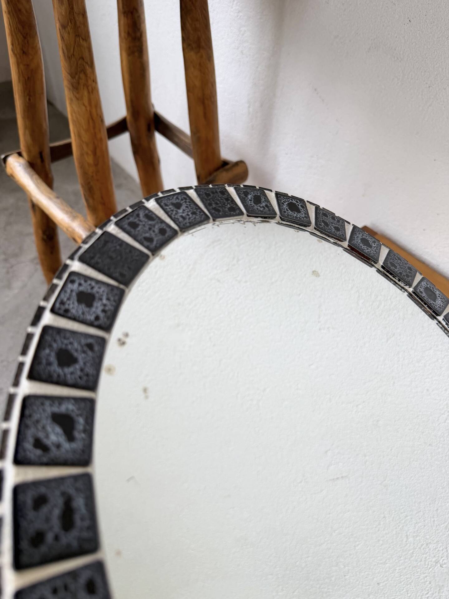 Oval ceramic mosaic mirror from the 50s/60s.