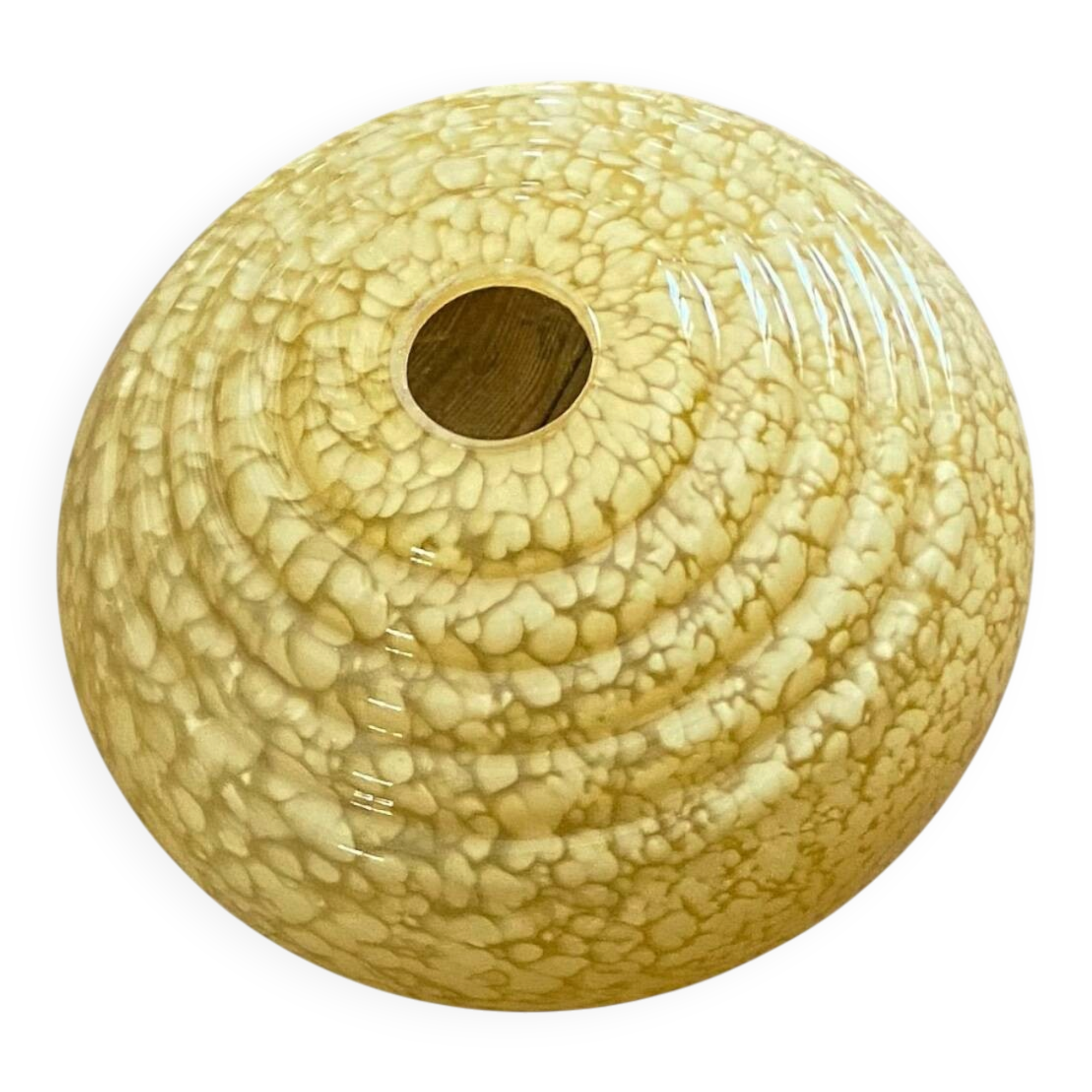 Antique Art Deco yellow-gold speckled glass globe by Clichy for lighting fixture.