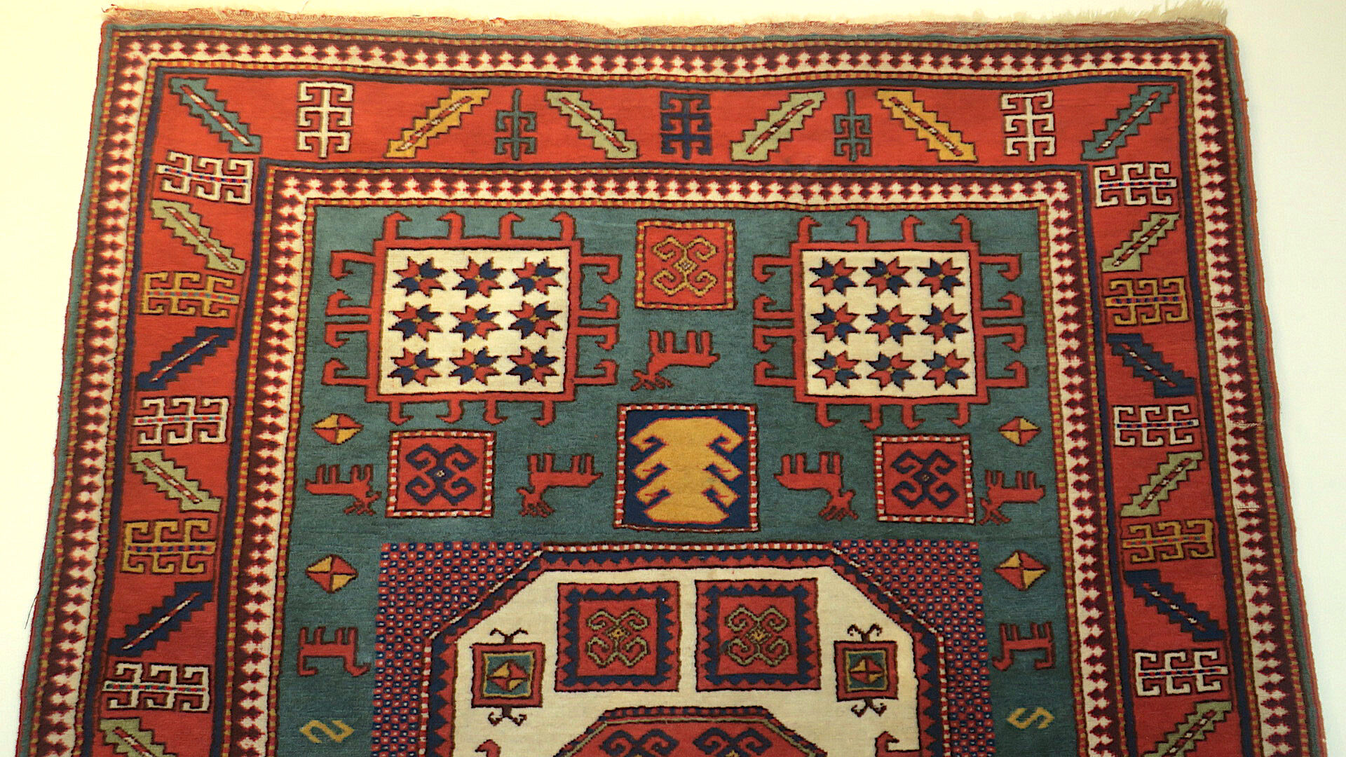 Antique Kazak Karachopf rug with geometrical design, 1920-1930