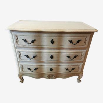 Curved chest of drawers raw oak 3 drawers