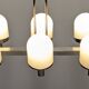 Space Age chandelier with 6 lights in white sandblasted opalines from the 60s/70s