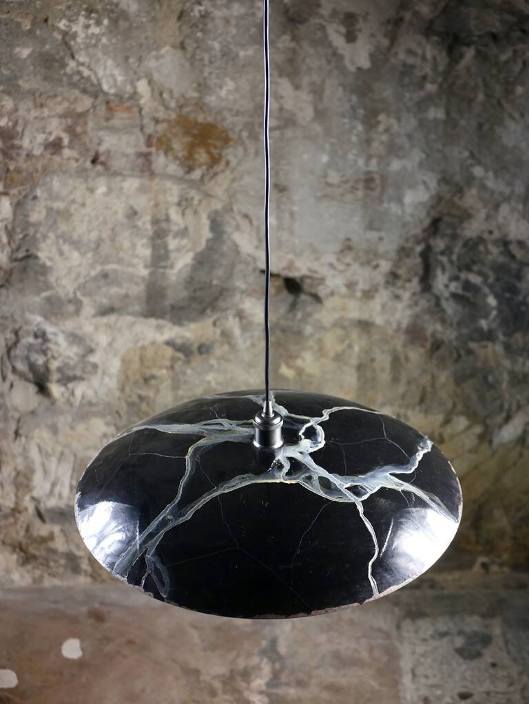 Hand-painted metal galaxy pendant light, 1980s