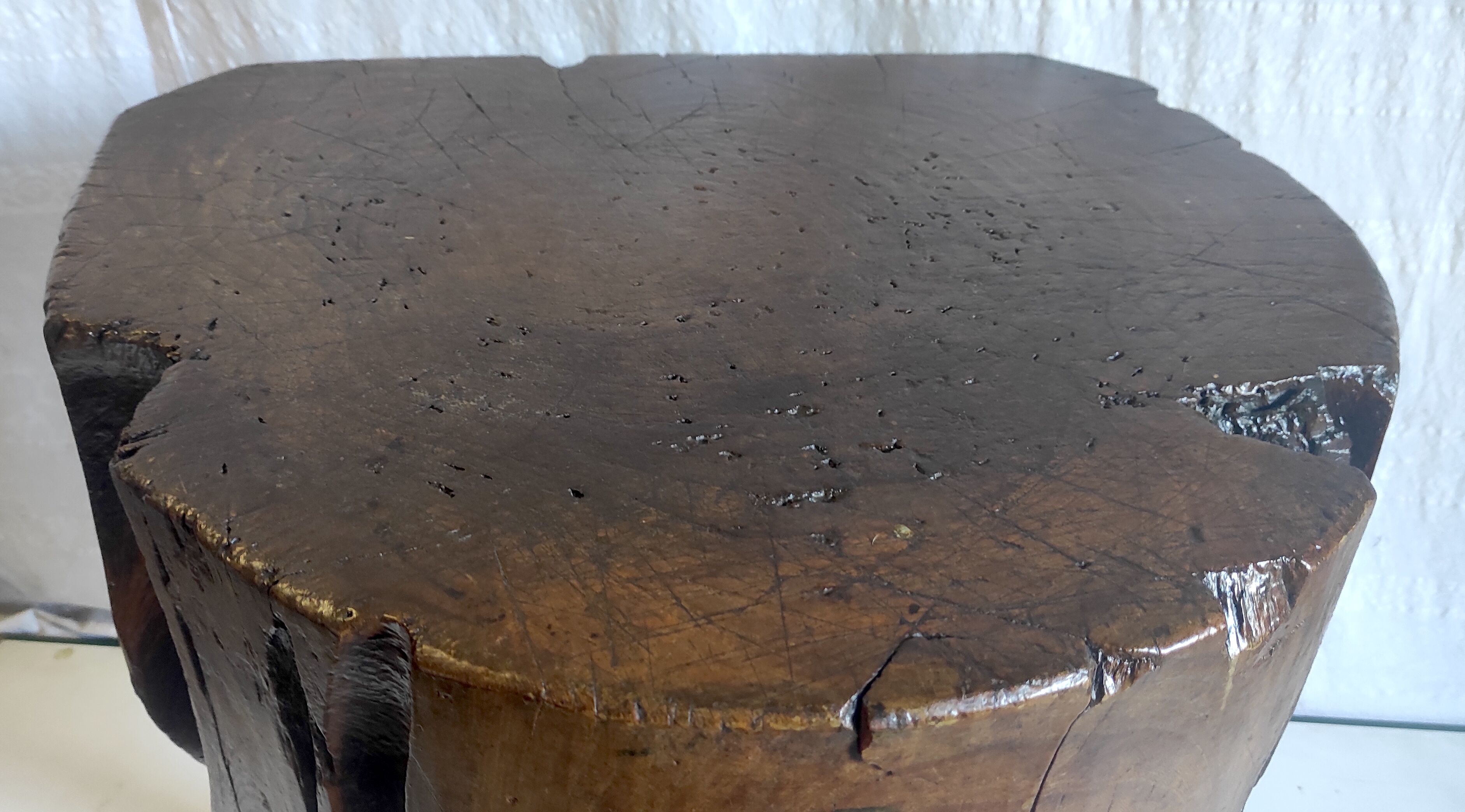 Brutalist solid oak side table – 40s/50s