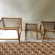 Trio de tables basses en rotin vintage